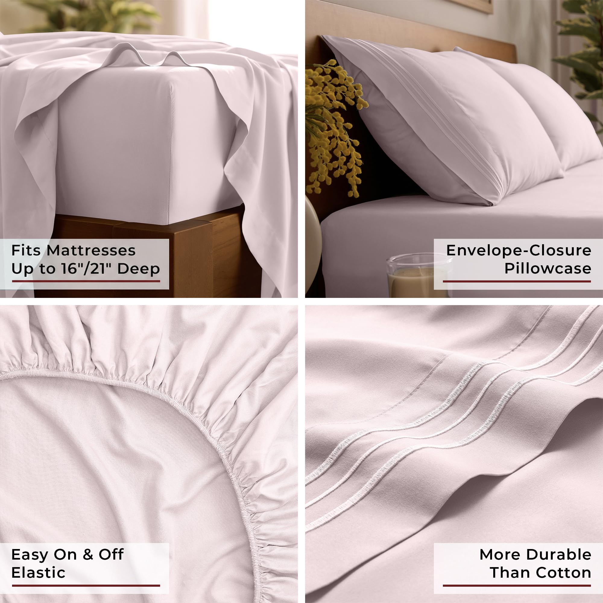 Mellanni taies et drap plat détail coutures qualité durable