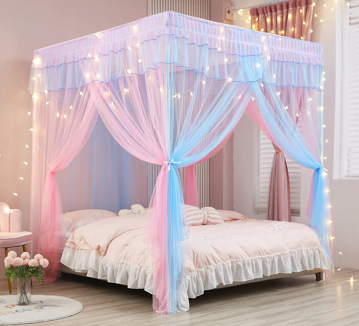 Mengersi canopy face du lit pleine taille, décoration princesse et protection