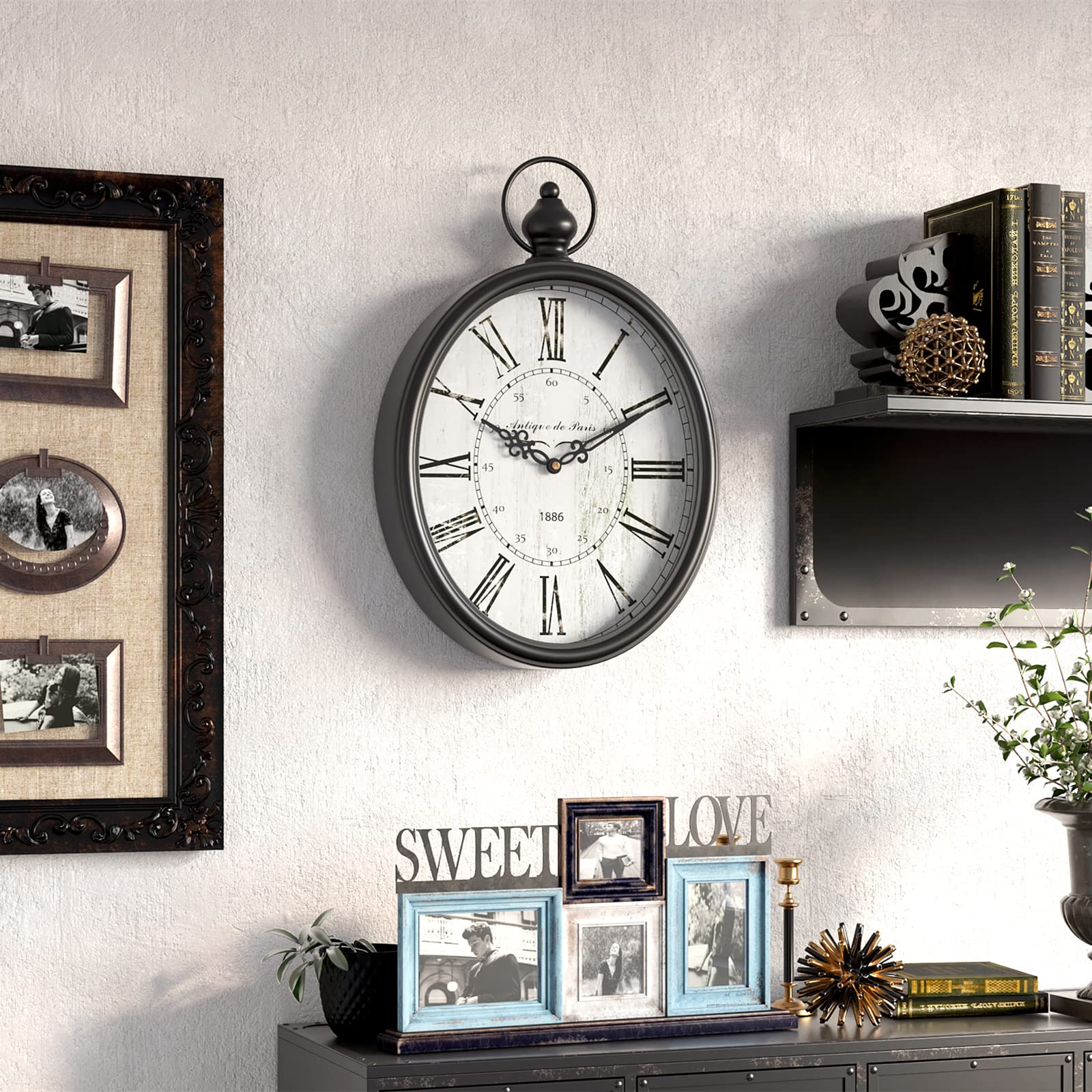 Menterry horloge en contexte cuisine, crée une ambiance chaleureuse et rétro