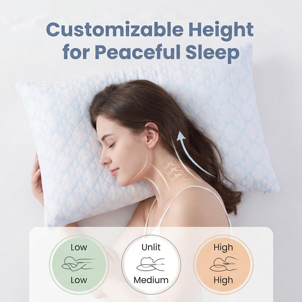 Meoflaw oreiller en usage sur lit, assure sommeil plus reposant