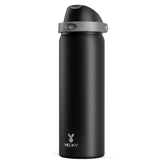 Meoky vue avant de la gourde 32 oz montrant la forme ergonomique et grande capacité