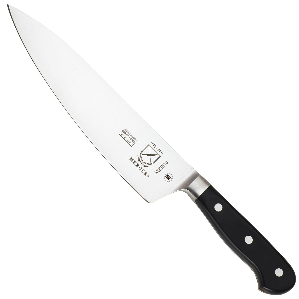 Mercer Culinary face avant du couteau montrant équilibre et finition