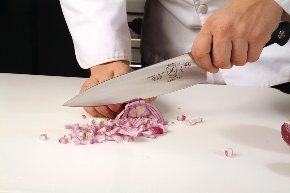 Mercer Culinary emballage et étiquette montrant les spécifications produit