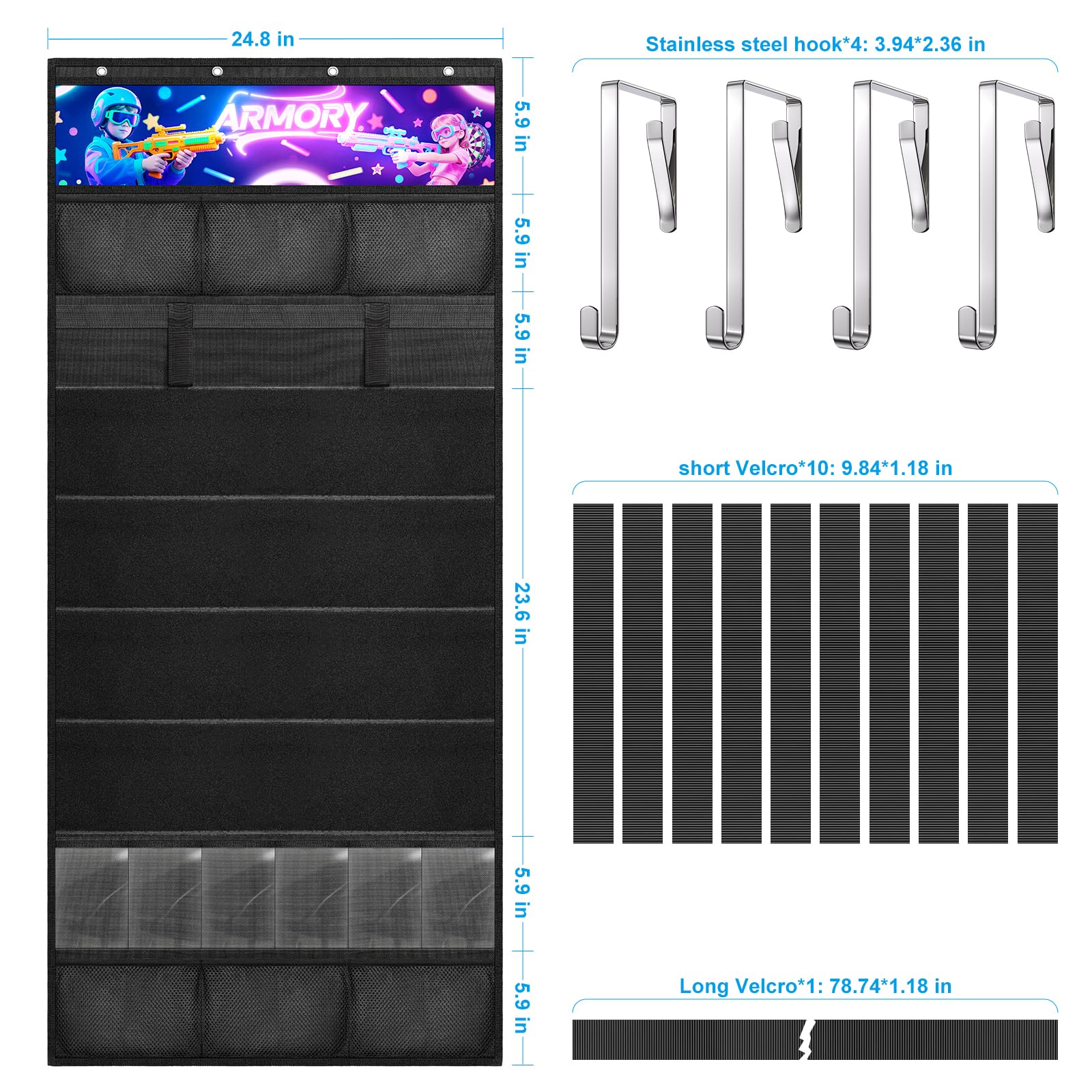 Merjrod poches en maille et sangles Velcro assurant fixation stable