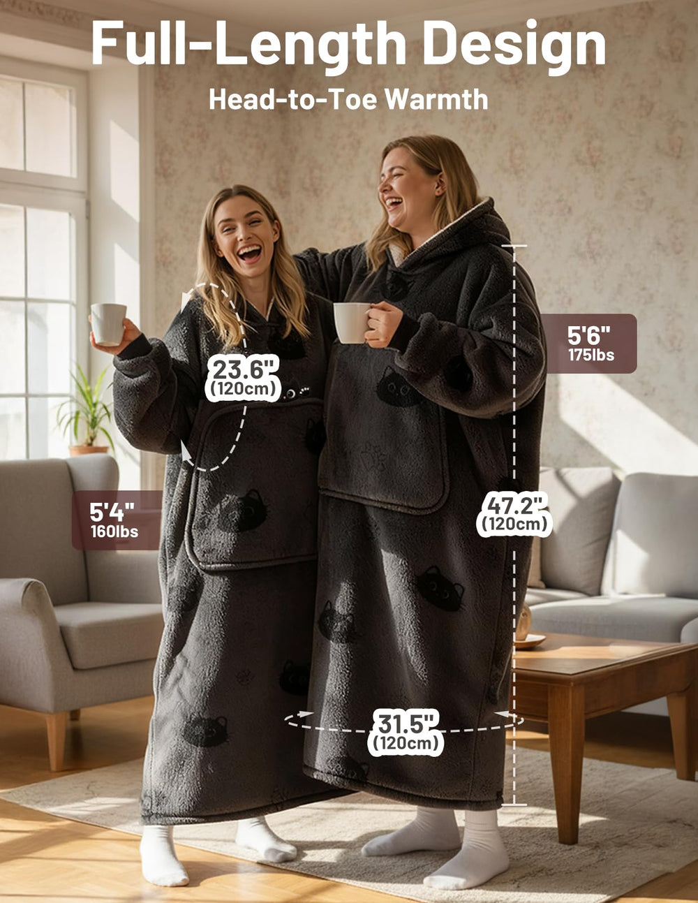 Mewaii poche géante visible, rangement pratique et chauffe-mains