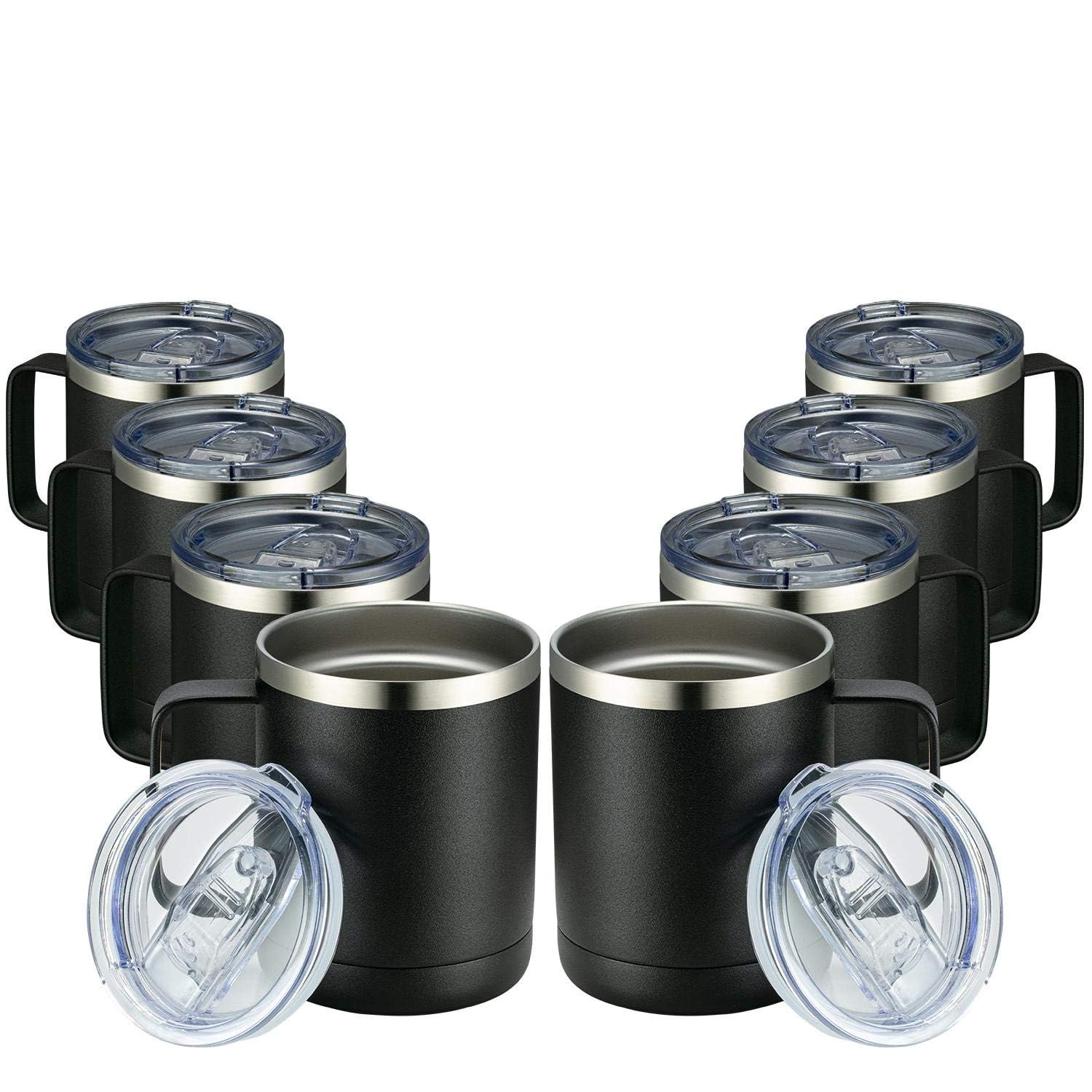 MEWAY gobelet 12oz face avant montrant le fini noir antidérapant