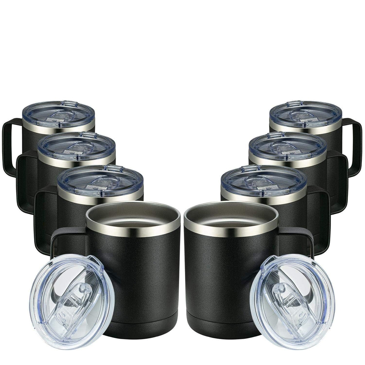 MEWAY gobelet 12oz face avant montrant le fini noir antidérapant