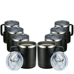 MEWAY gobelet 12oz face avant montrant le fini noir antidérapant