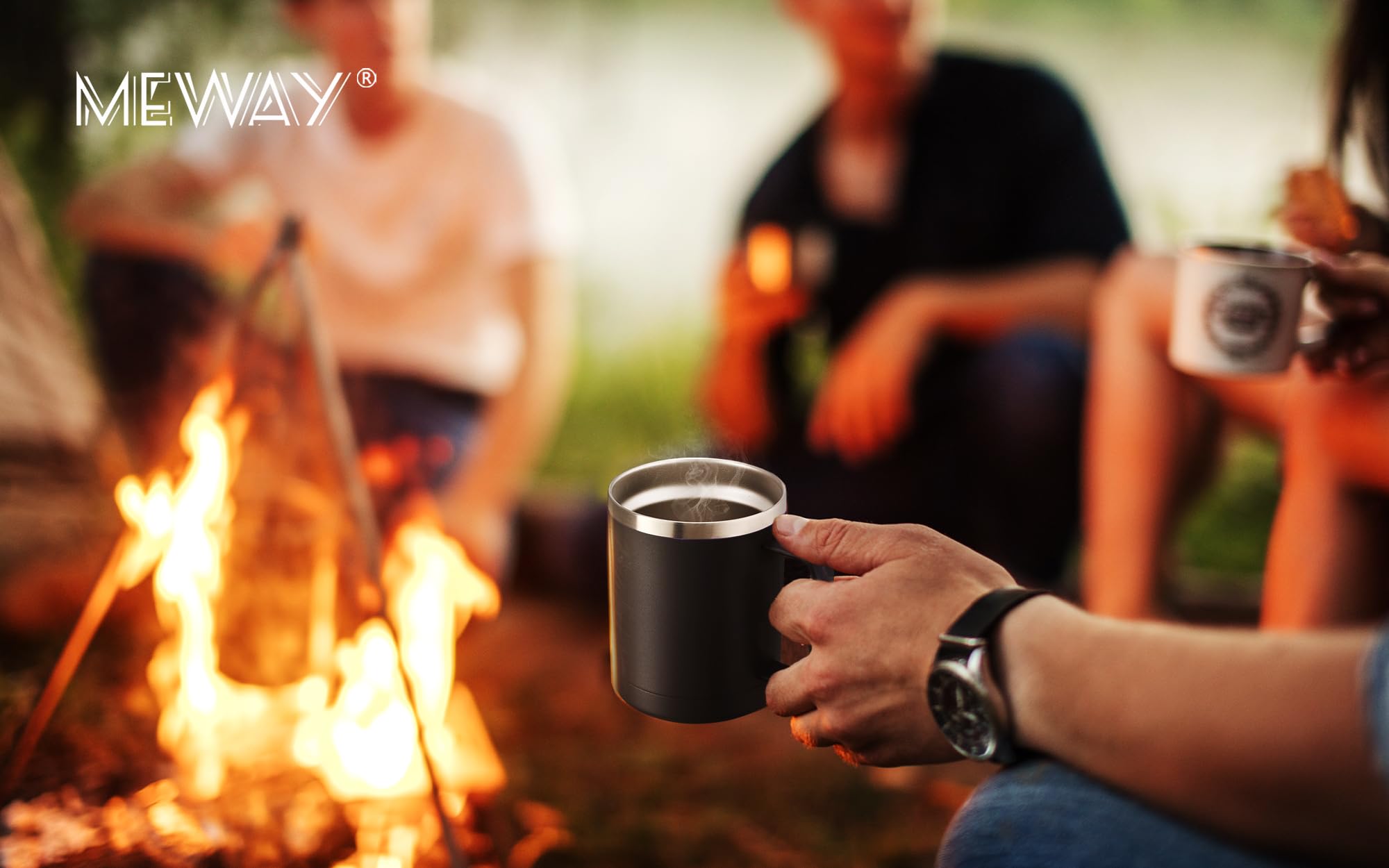 MEWAY gobelet en usage en camping gardant boisson chaude