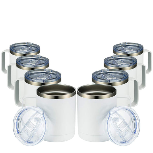 MEWAY pack de 8 gobelets blancs montrant le design uniforme et gain de place