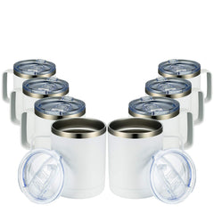 MEWAY pack de 8 gobelets blancs montrant le design uniforme et gain de place