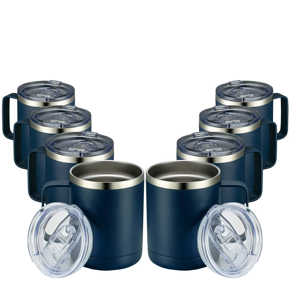 MEWAY vue avant du tumbler bleu marine montrant design et anse, prise confortable