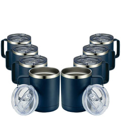MEWAY vue avant du tumbler bleu marine montrant design et anse, prise confortable