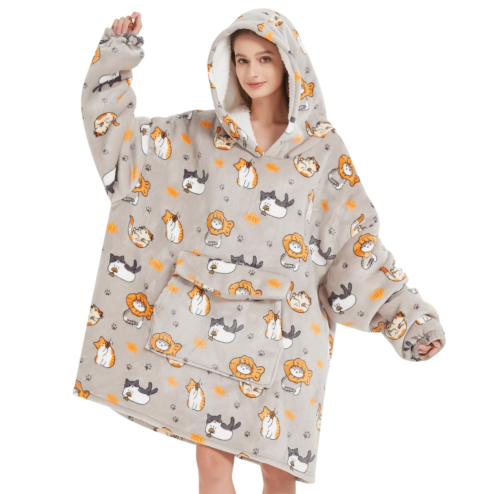 Mewkou vue avant du hoodie couverture sur un mannequin, protection chaude