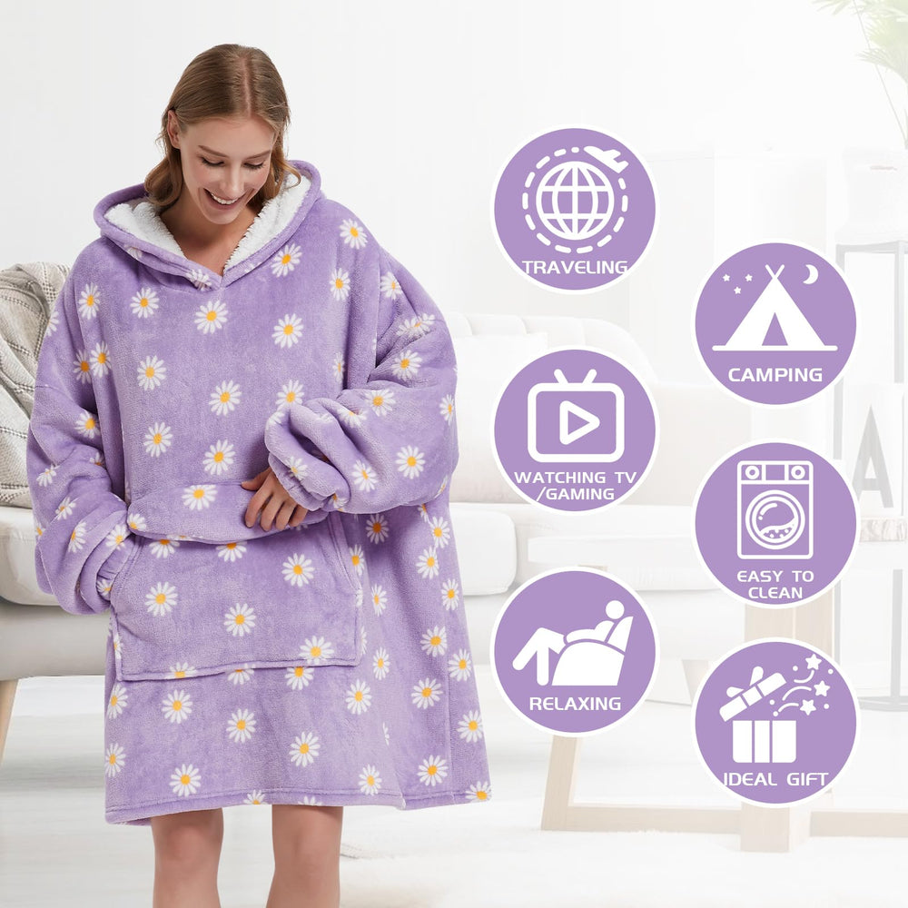 Mewkou hoodie Daisy gros plan sherpa doux apportant chaleur