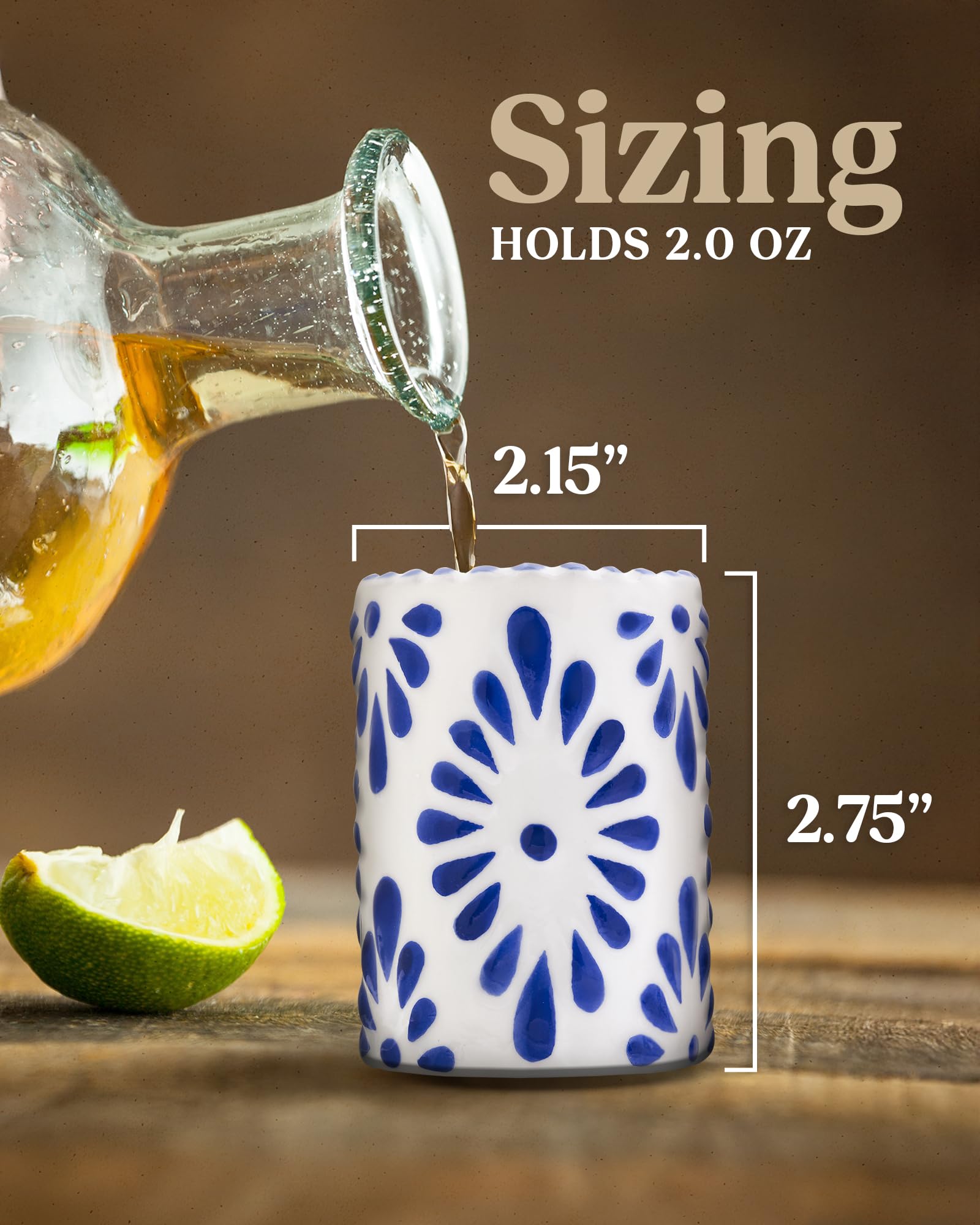 MEZCASA ensemble de 4 verres Talavera, coffret cadeau prêt à offrir