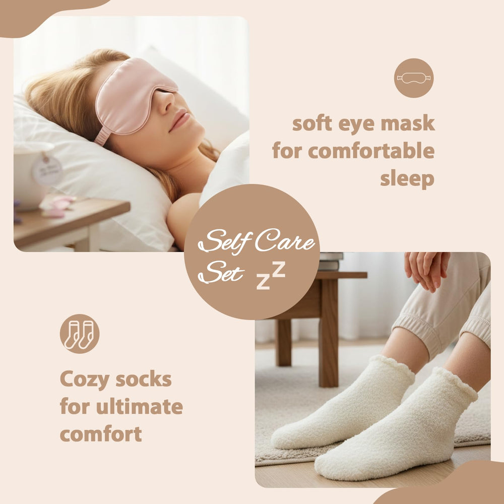 MHSMHL masque yeux et chaussettes en usage favorisant repos