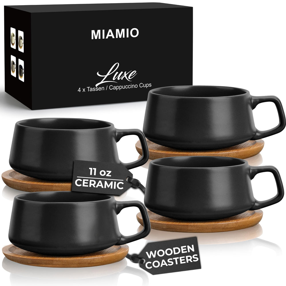 MIAMIO tasse cappuccino vue face proposant finition noire et élégance