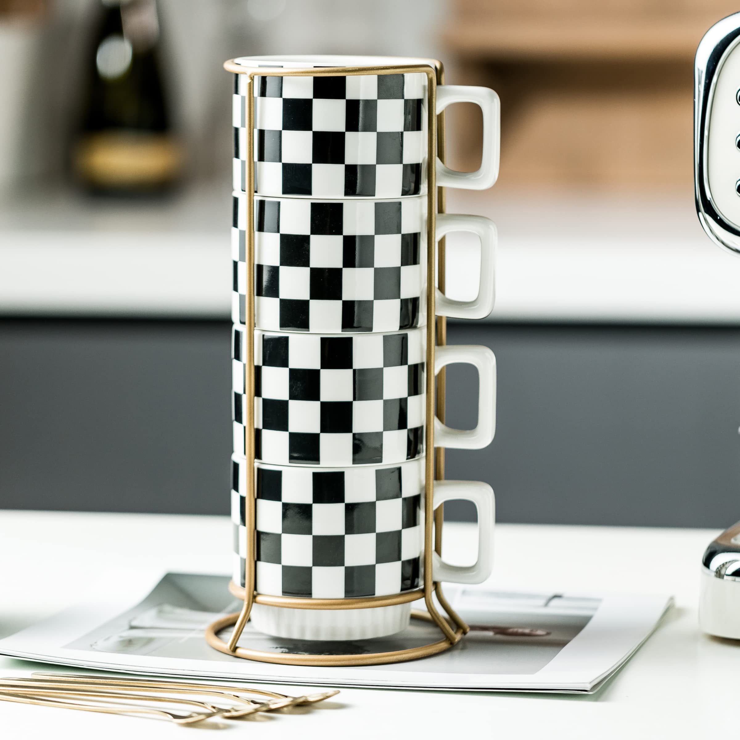 Miamolo présentoir complet avec 4 tasses et cuillères pour rangement organisé