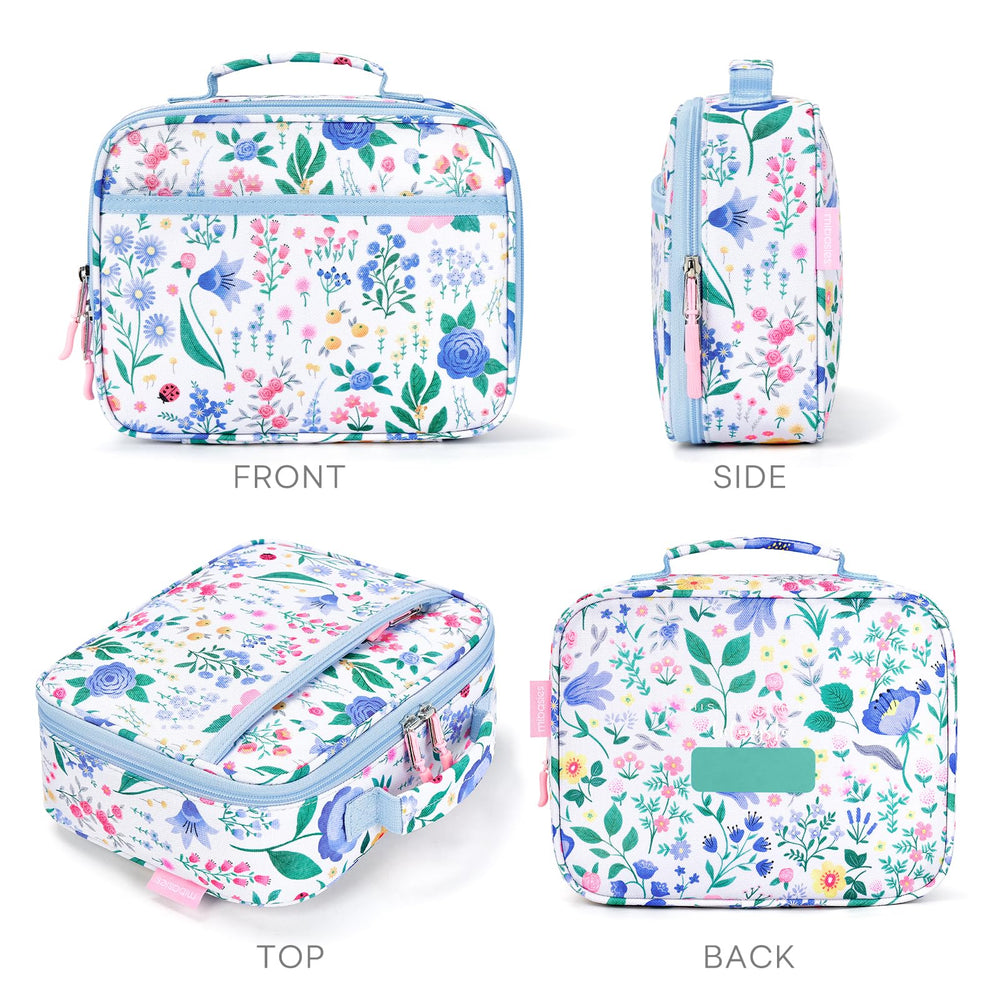 mibasies boîte dejeuner posée près d'un sac à dos pour usage scolaire
