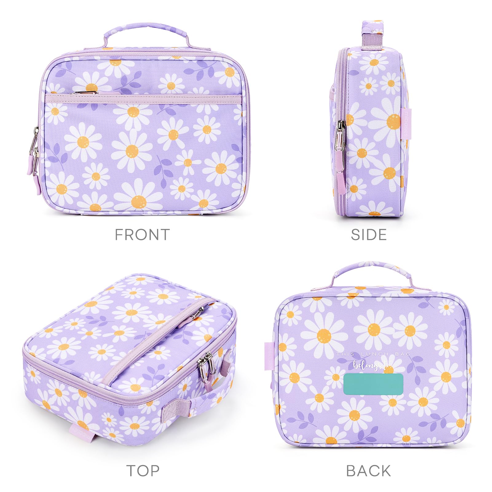 mibasies lunch box Daisy posée sur une table d'école évoquant convivialité