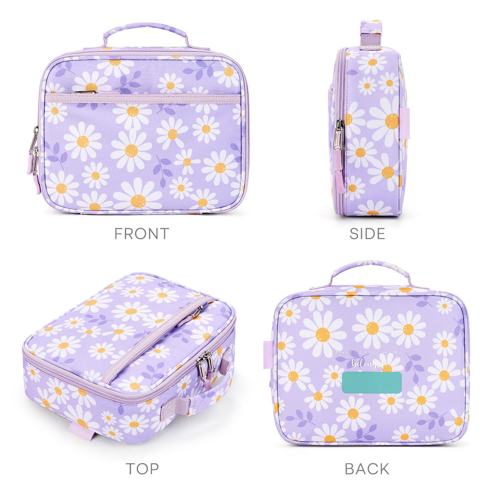 mibasies lunch box Daisy posée sur une table d'école évoquant convivialité