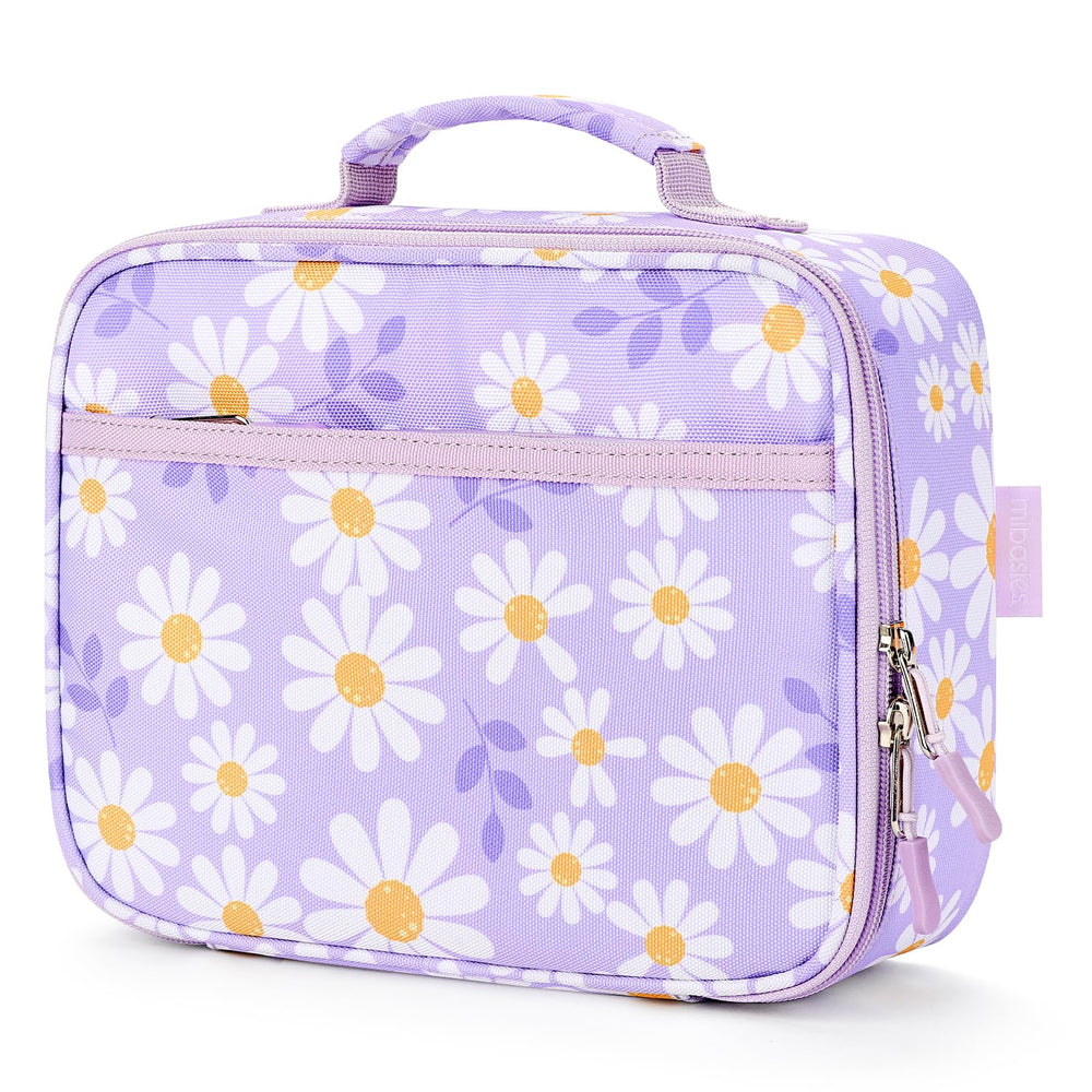 mibasies Daisy vue face montrant le motif violet et rangement pratique