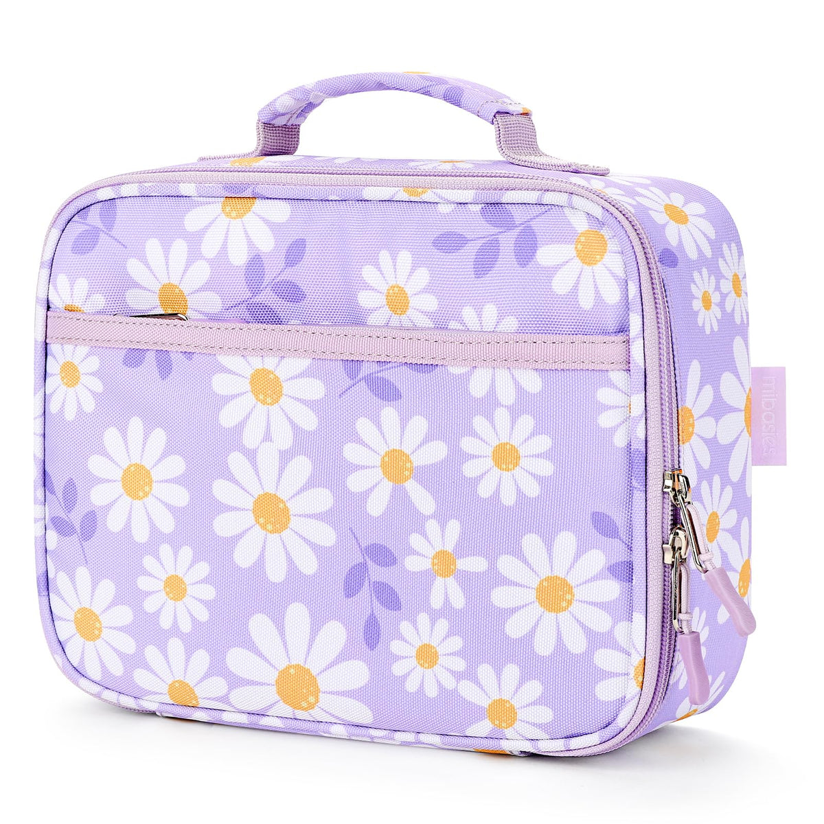 mibasies Daisy vue face montrant le motif violet et rangement pratique