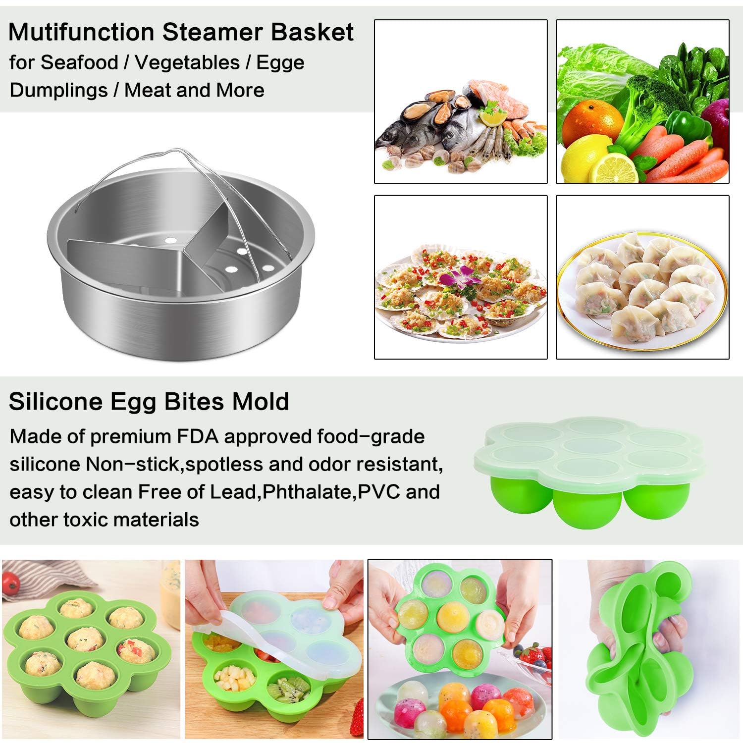 MIBOTE moules egg bites en silicone réutilisable pour cuisson uniforme