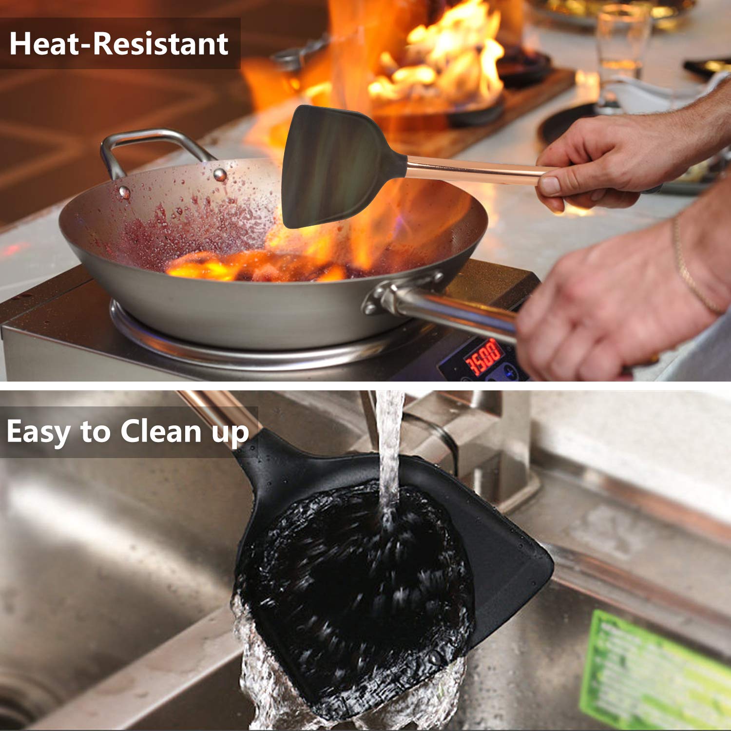 MIBOTE spatule flexible illustrant maniabilité pour retourner aliments délicats