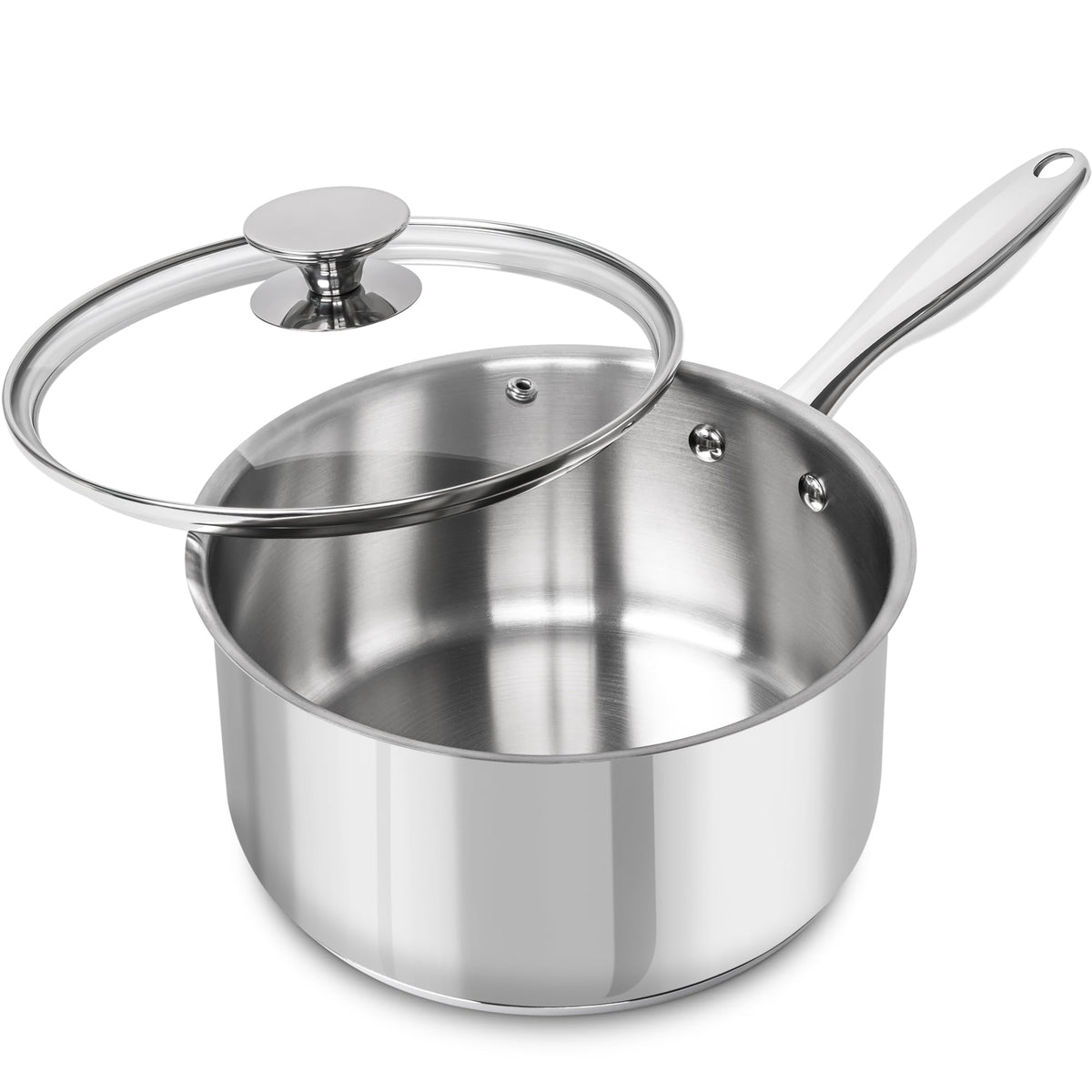 MICHELANGELO vue de face de la casserole 3 qt montrant la silhouette et le couvercle, pratique pour mijoter
