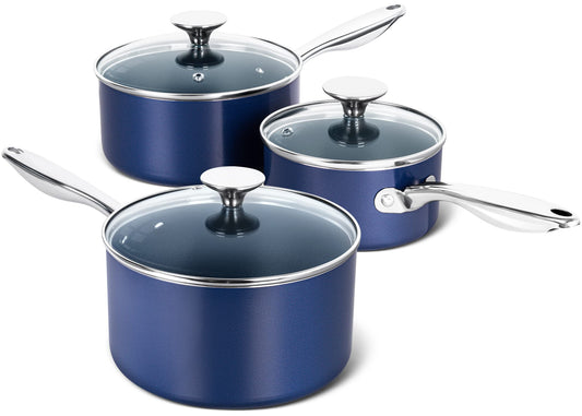 MICHELANGELO ensemble de casseroles bleues, design élégant et polyvalence
