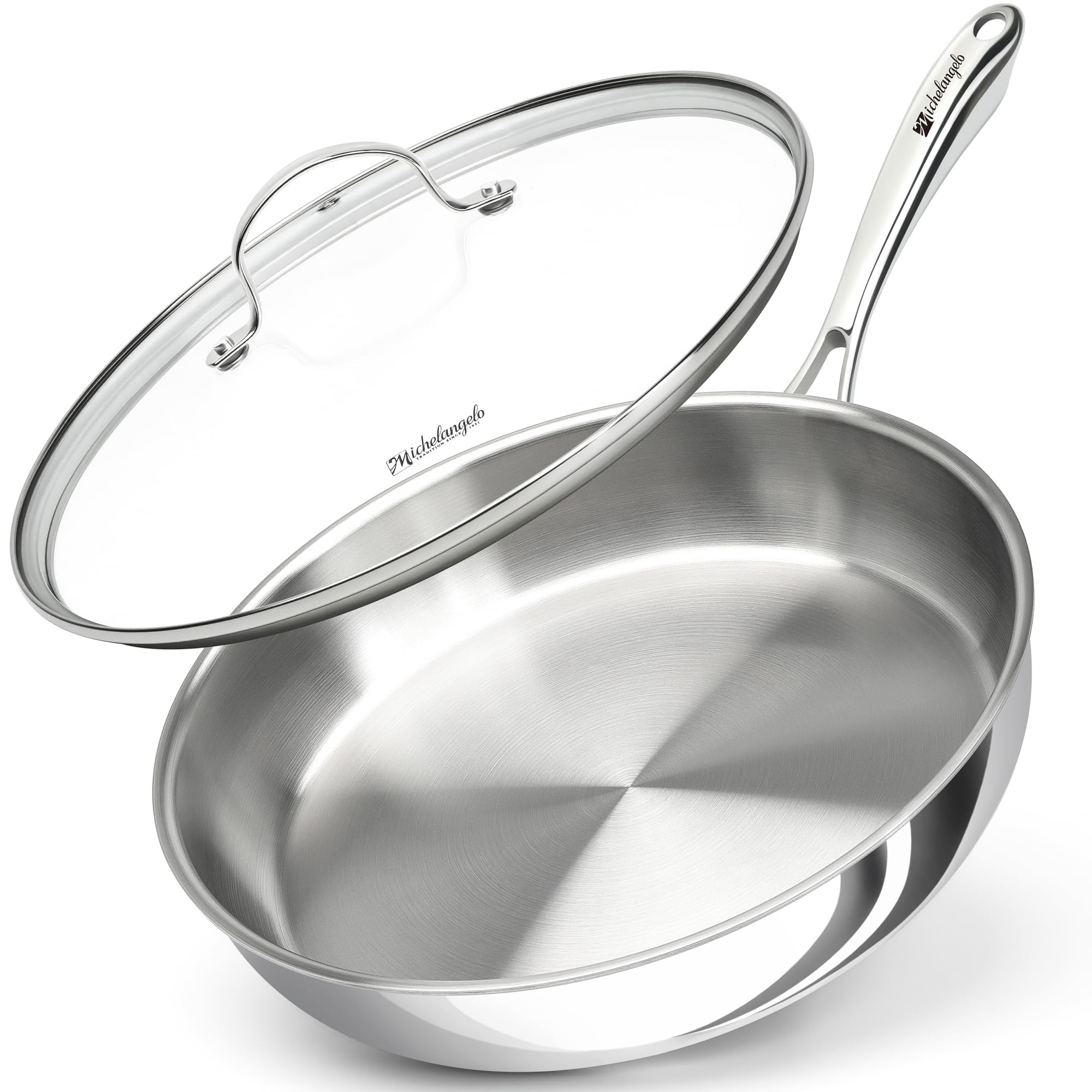 MICHELANGELO poêle face avant montrant la large surface de cuisson et durabilité
