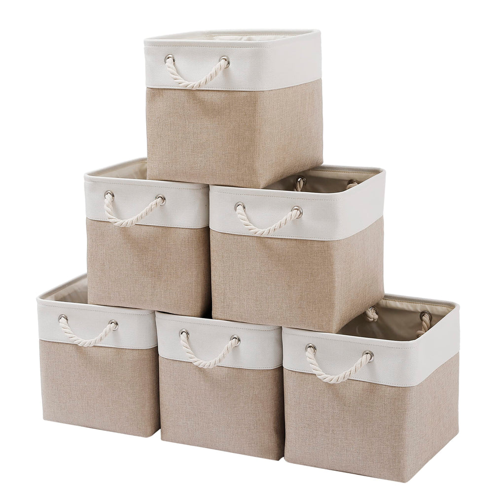 MidmmVick face avant du cube de rangement blanc et beige montrant organisation