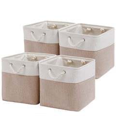 MidmmVick vue avant du panier blanc et beige, rangement élégant et organisé