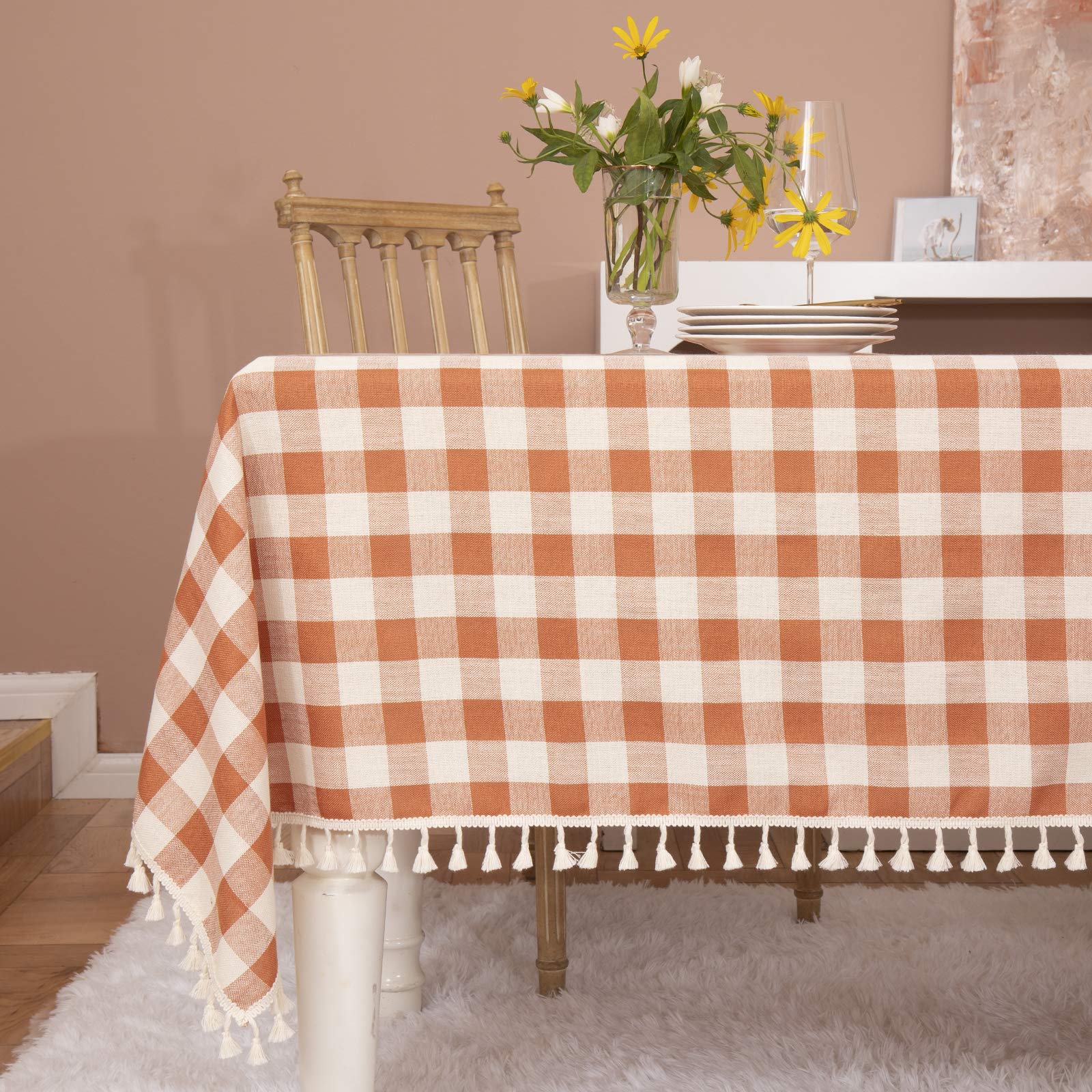 Midsummer Breeze nappe face avant montrant motif vichy orange, apporte chaleur visuelle