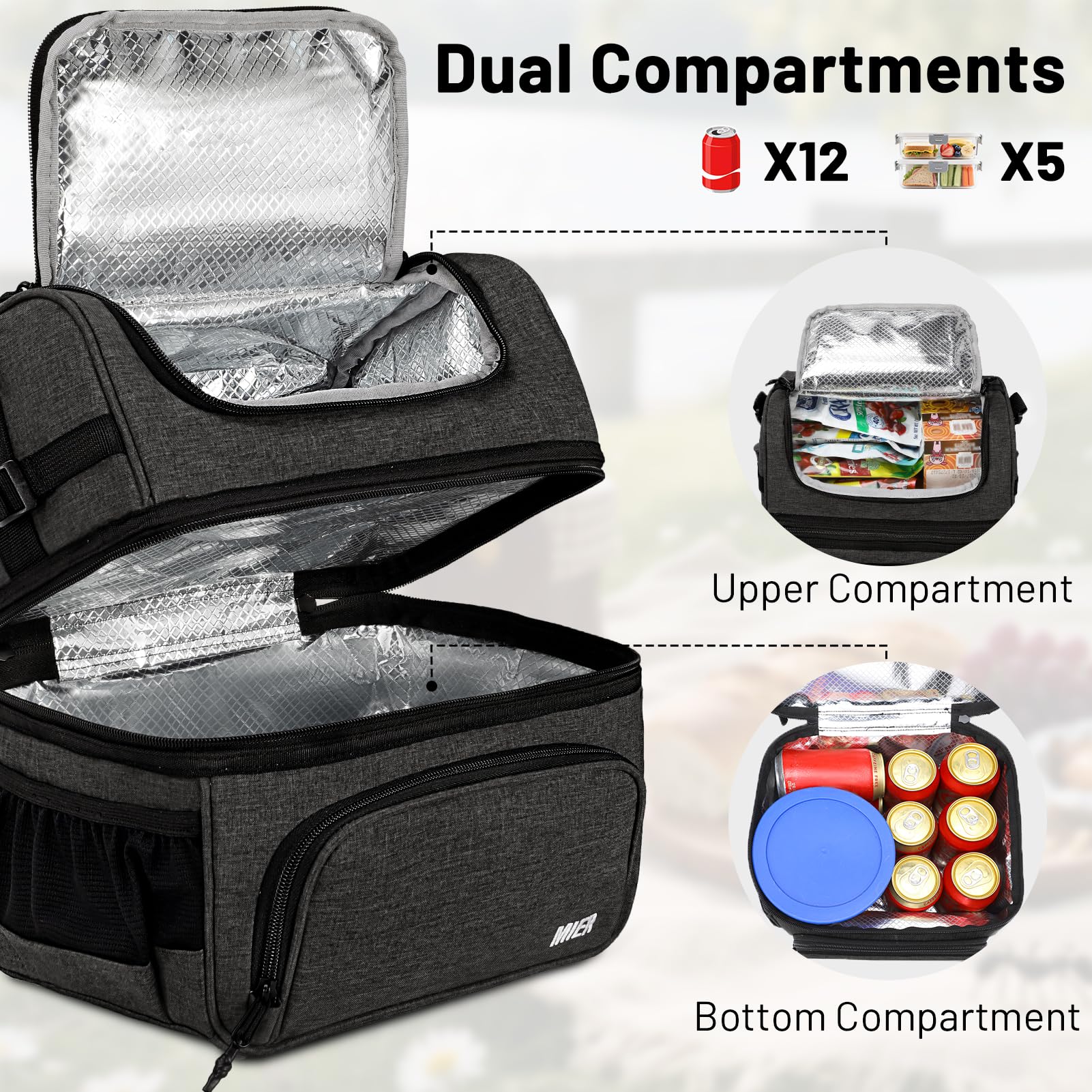 MIER lunch box doublure en aluminium visible pour maintien frais