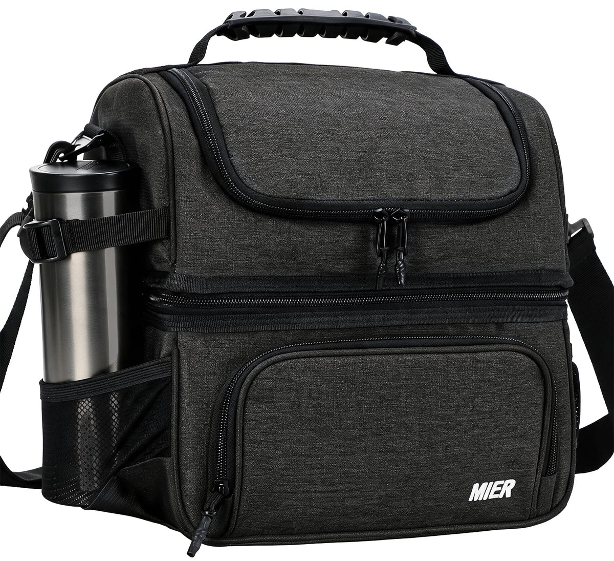 MIER lunch box face avant gris montrant organisation pratique