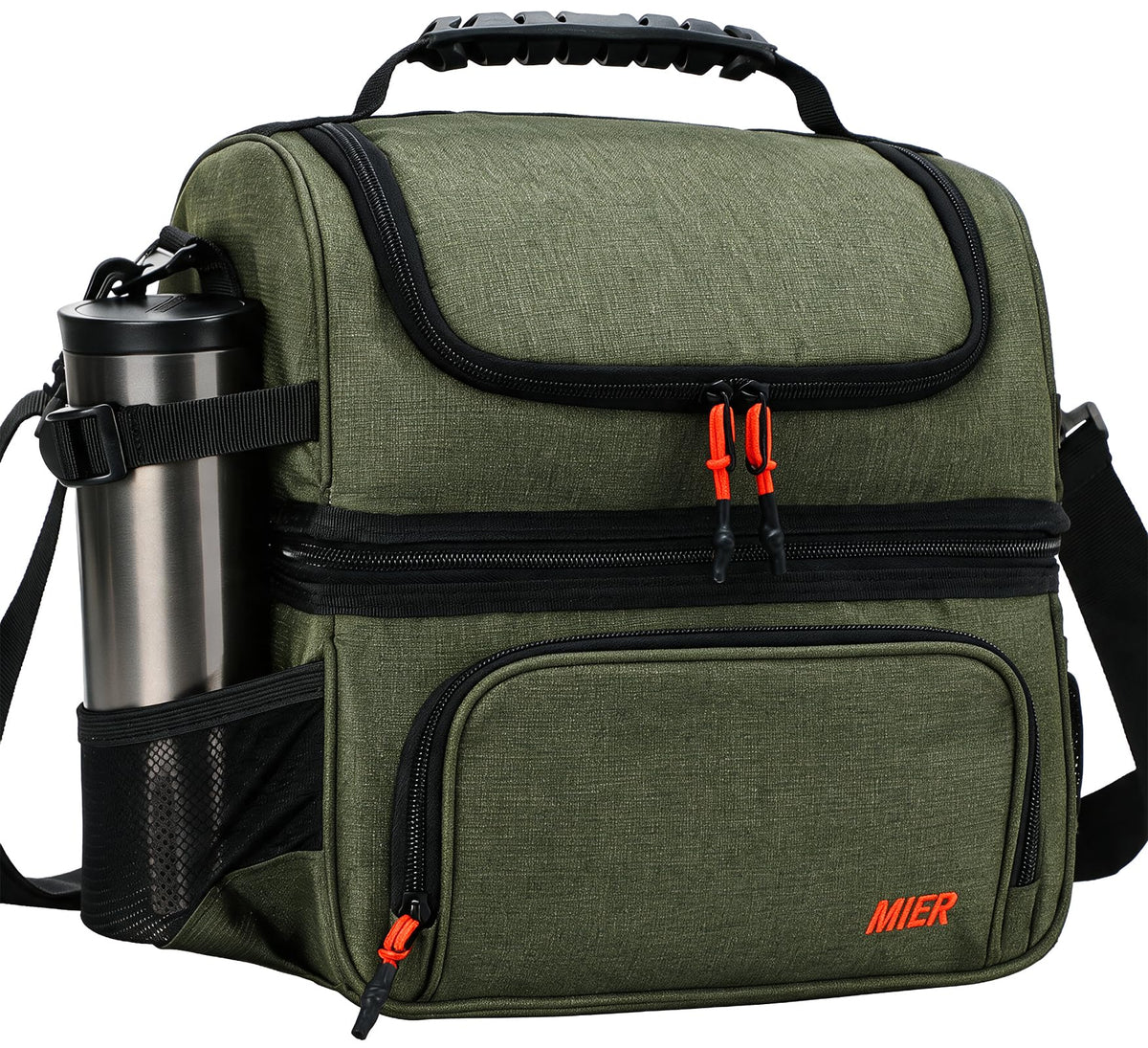 MIER sac déjeuner face avant montrant design compact et kaki pratique