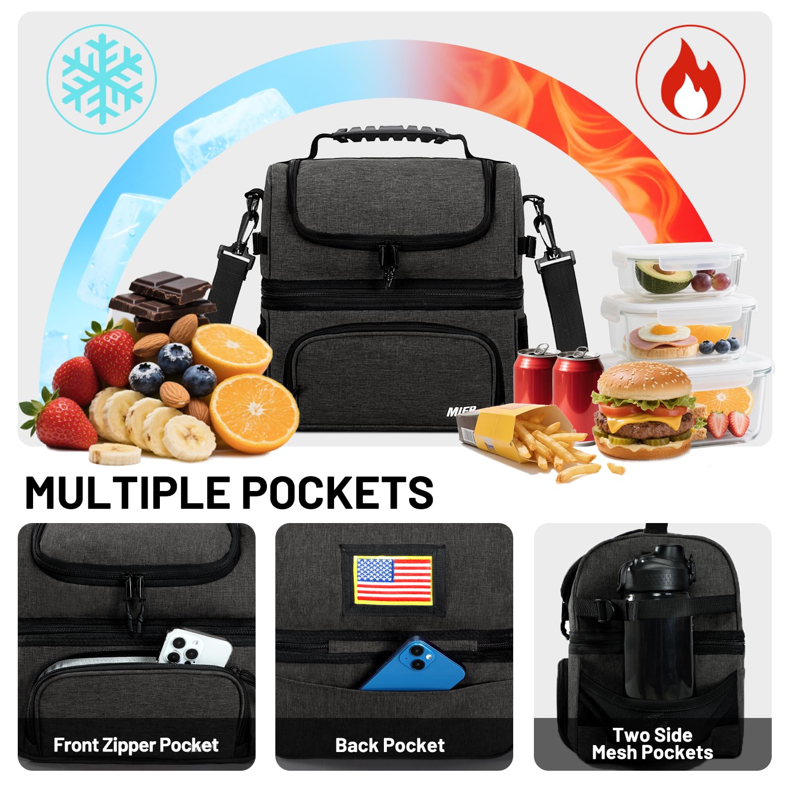 MIER lunch box ouverture en U accès facile aux snacks