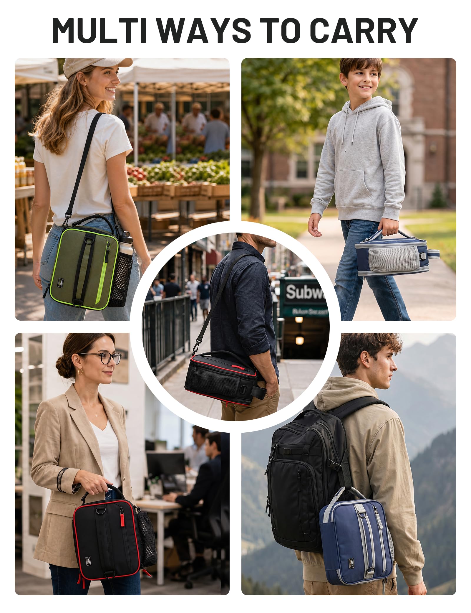MIER lunch box pliée à côté d'une règle pour comparer l'échelle compacte