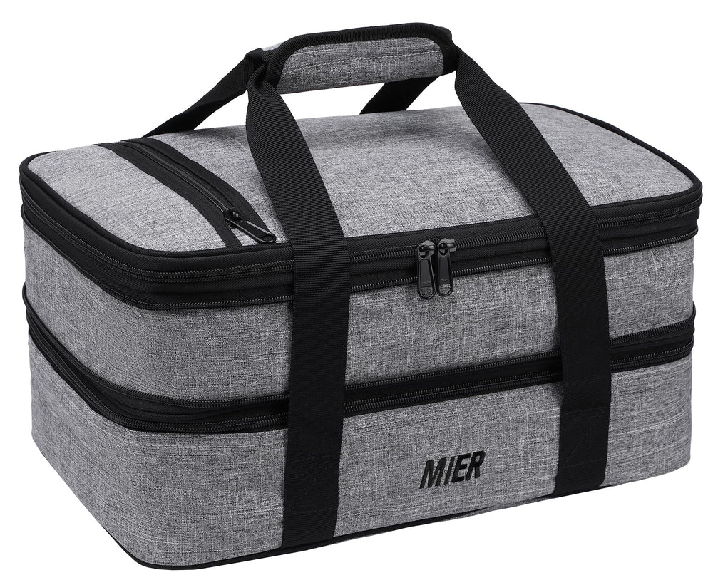 MIER sac casserole avant gris montrant le design et capacité, transport pratique