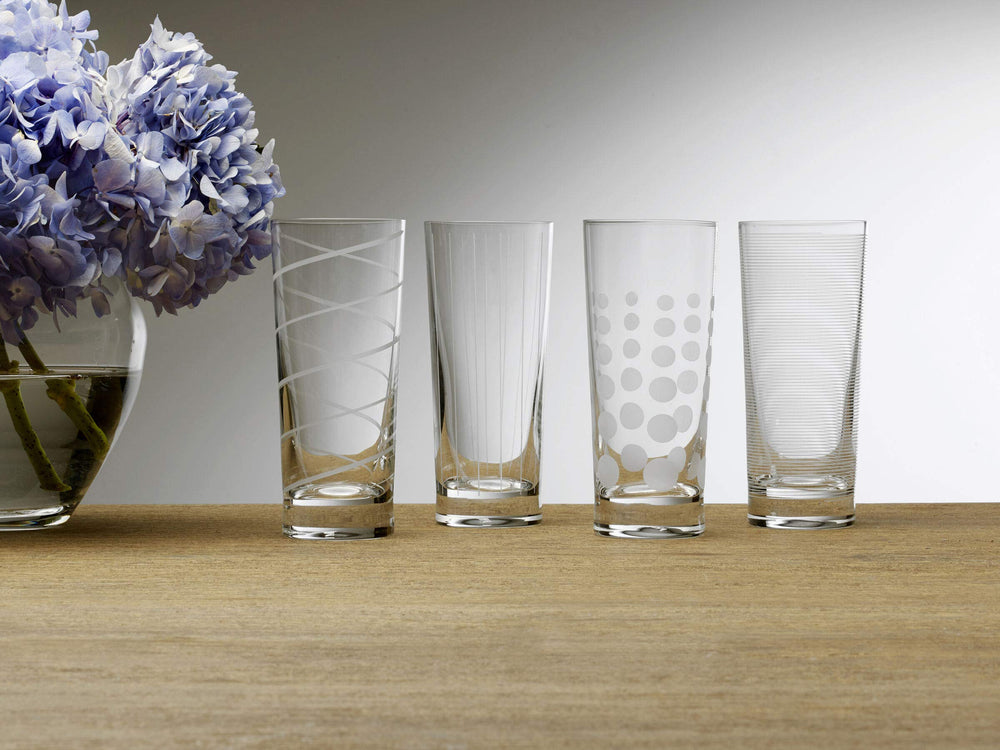 Mikasa gros plan sur motif points, identifie facilement chaque verre pour les invités