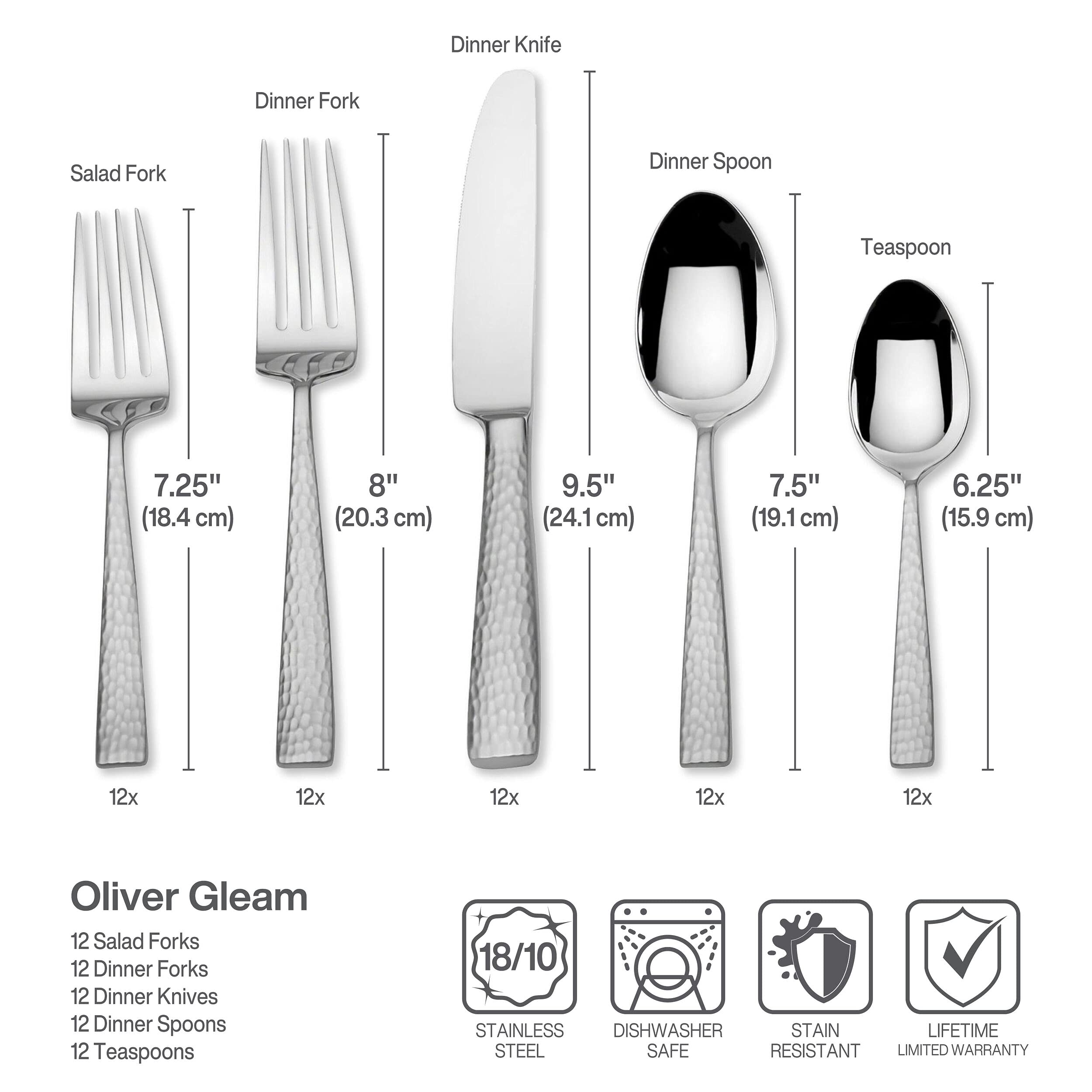 Mikasa gros plan sur la finition miroir Oliver, finition résistante et brillante