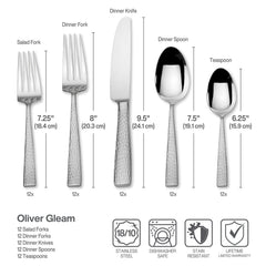 Mikasa gros plan sur la finition miroir Oliver, finition résistante et brillante