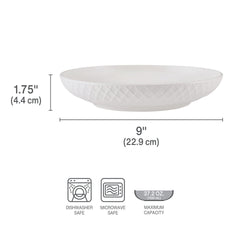 Mikasa Trellis bol en usage avec pâtes montrant portion généreuse