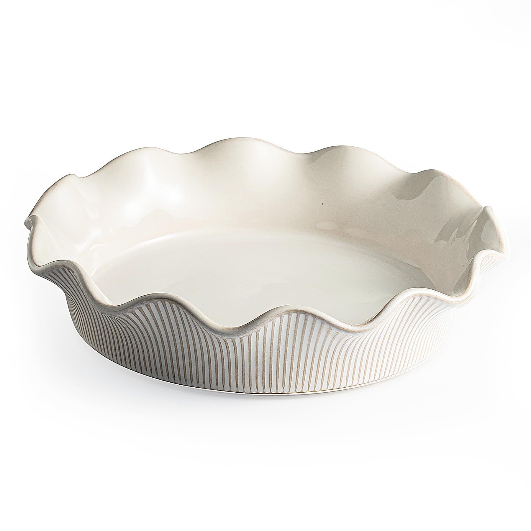 MIKIGEY plat à tarte face vue montrant design farmhouse et cuisson uniforme