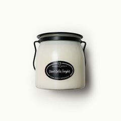 Milkhouse étiquette produit Brown Butter Pumpkin lisible, transmet l'arôme
