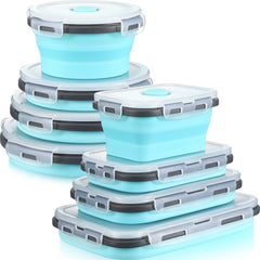 Mimorou ensemble de 8 récipients pliables montrant la gamme complète et le rangement