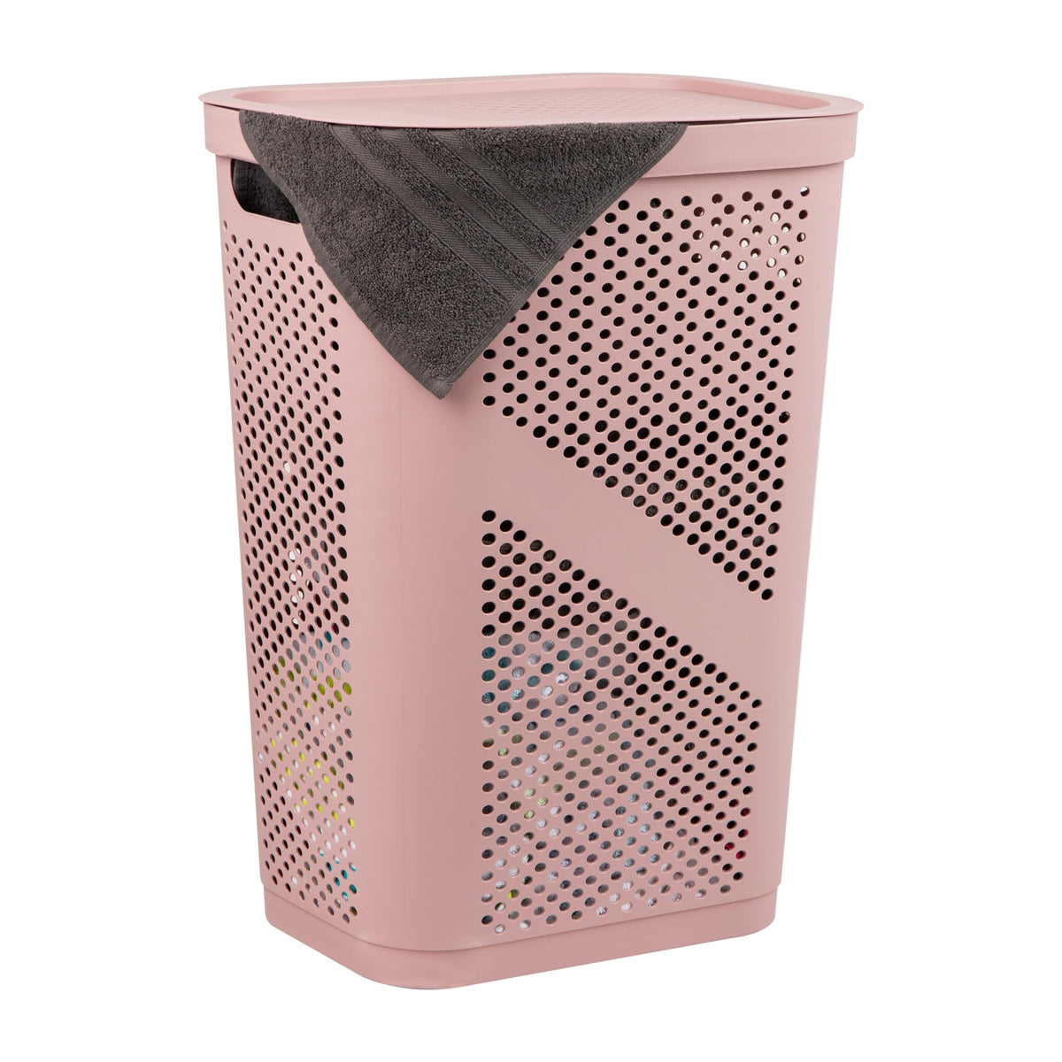 Mind Reader vue avant du panier rose offrant rangement discret